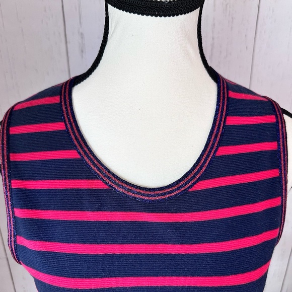 J. Crew Blue- Red Striped Sleeveless Women’s Knit Top Size M - Picture 5 of 9